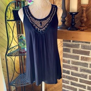 Beautifully Beaded Sleeveless Black Top